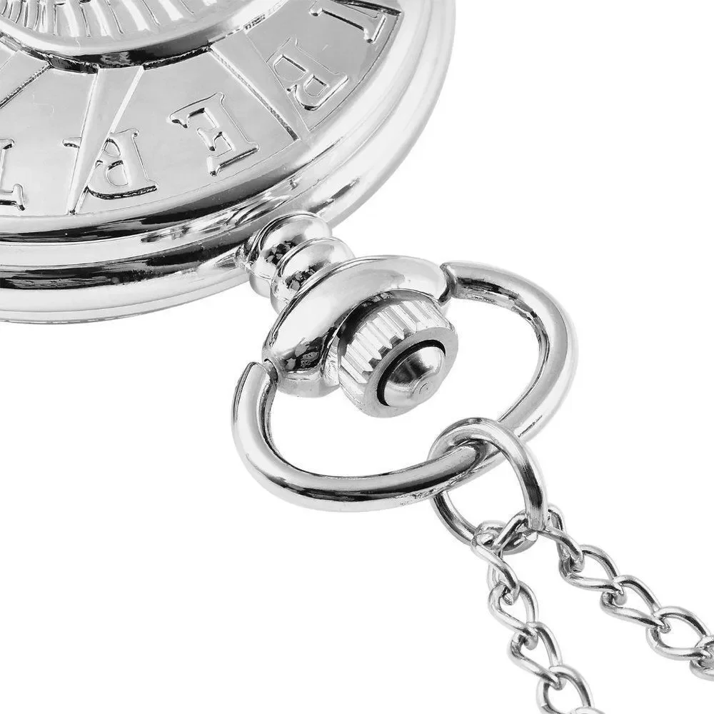 STRADA Statue of Liberty Head Pattern Pocket Watch Silvertone